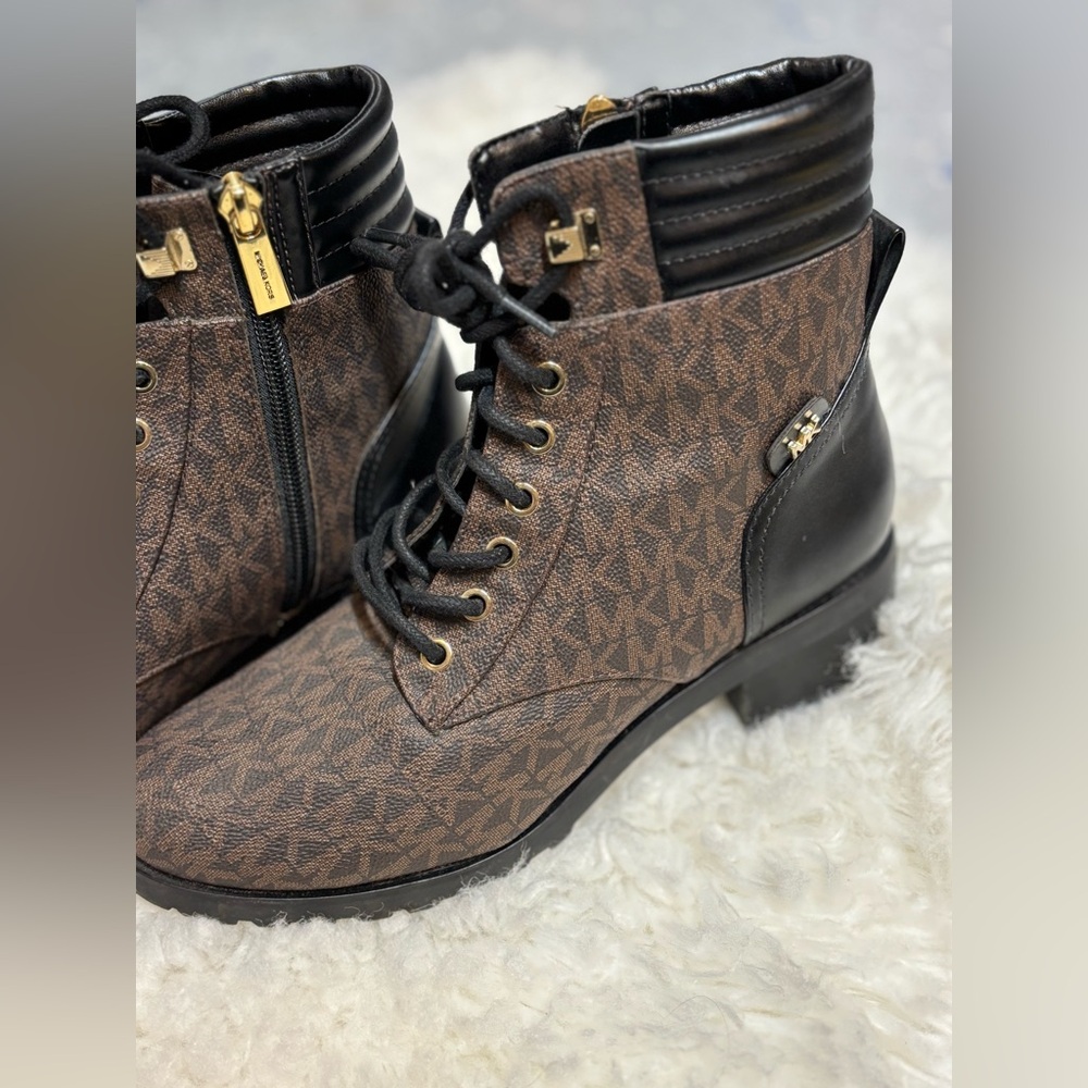 Michael Kors Black and Brown Monogram Boots